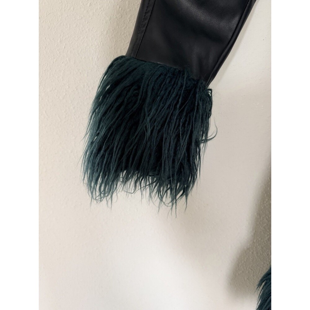 Dolls Kill Y2K Penny Lane Afghan Faux Leather Fur Trim Jacket Small Grunge Mob - Picture 6 of 11